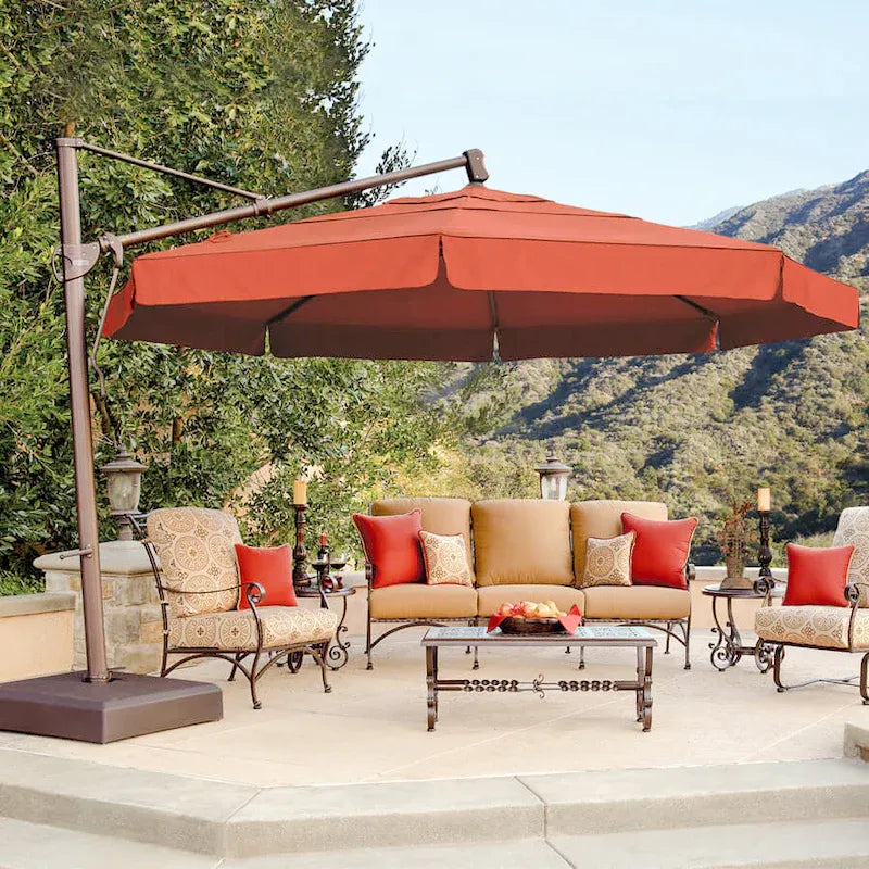garden treasures red offset patio umbrella AKZ PLUS 11.5' Square Aluminum Cantilever Crafted with utmost care Treasure Garden 8'X11' Rectangular Umbrella