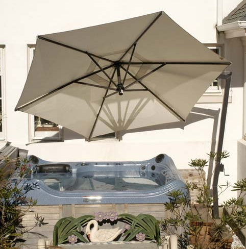 5 patio umbrella FIM C-Series 10.5' Hexagon Cantilever Patio Umbrella