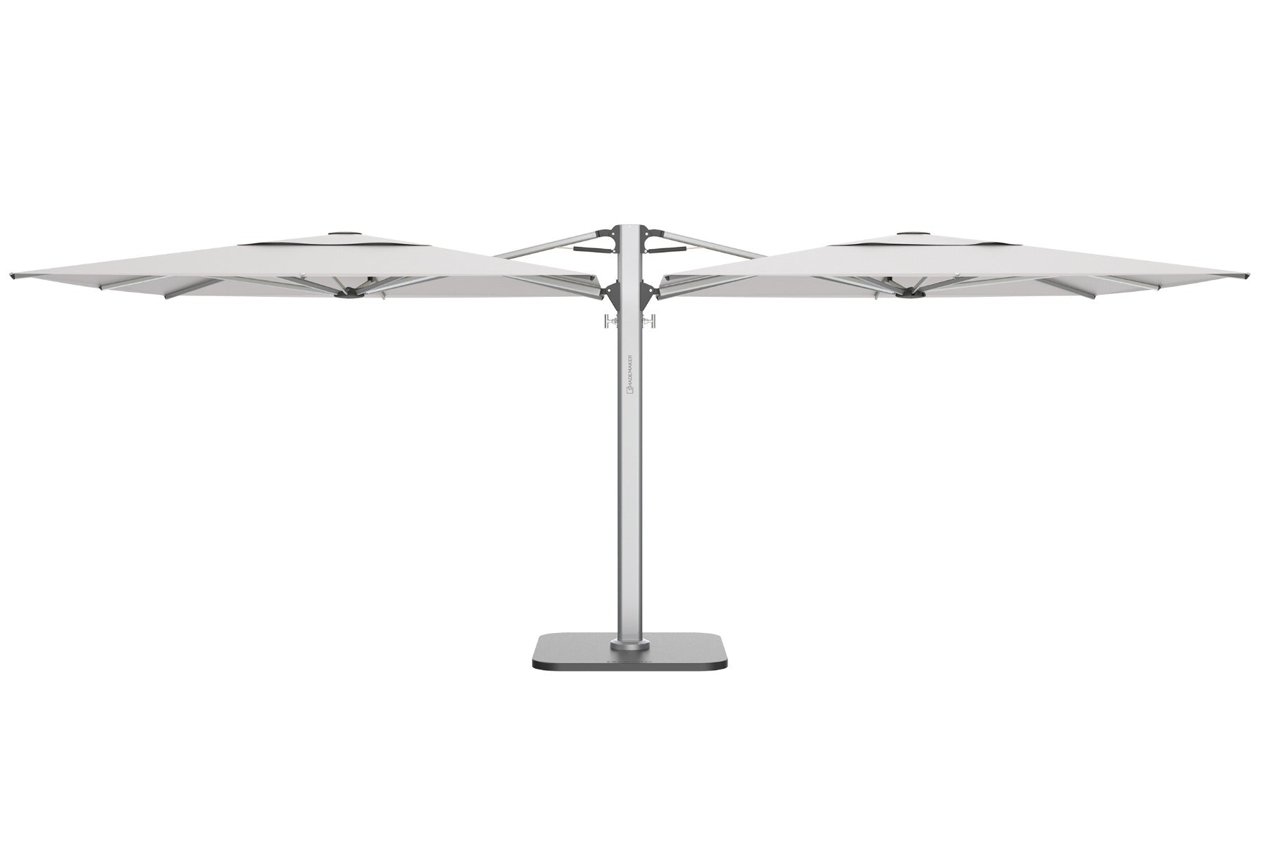 double cantilever patio umbrella Shademaker Gemini 10' Square Double Sided Patio Umbrella