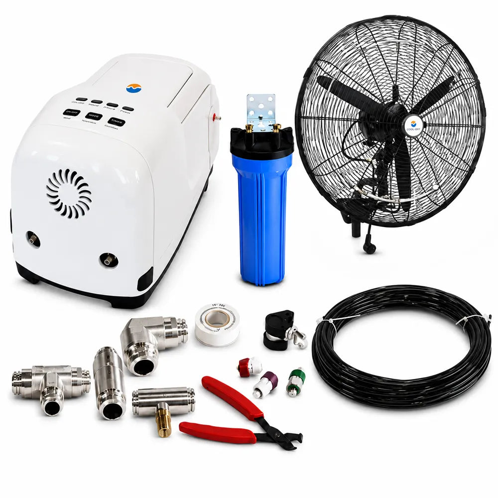 26" Oscillating High-Pressure Misting Fan Kit with 1000 psi Pump and Remote