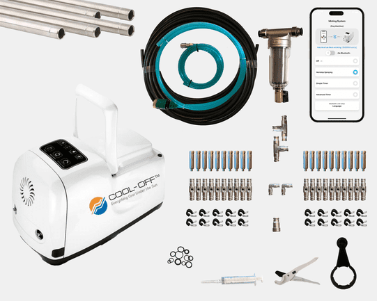 Cool-Off cooling system kit with various components on a white background