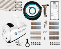 Cool-off system kit with pump, nozzles, and accessories on a white background