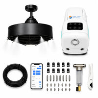Cool-Off ceiling misting fan black finish with white app-controlled pump