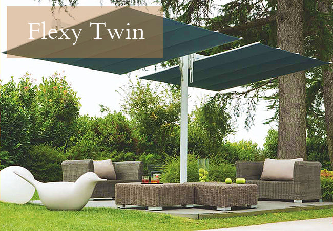 FIM Flexy Twin Aluminum 8' X 17' Rectangular Offset Patio Umbrella