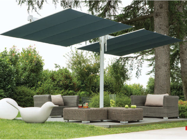 FIM Flexy Twin Aluminum 8' X 17' Rectangular Offset Patio Umbrella