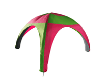 Pink and green tent on a white background