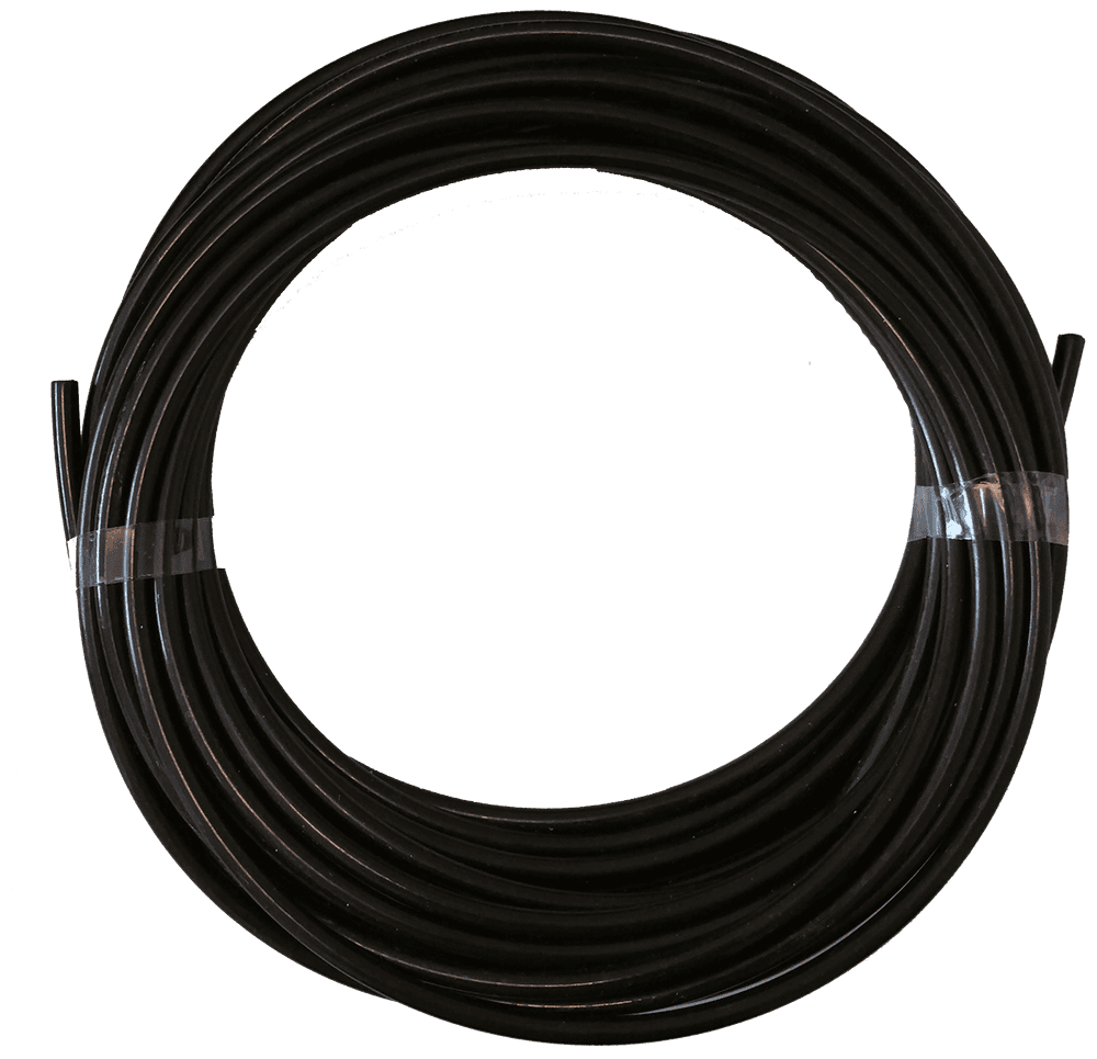 Coiled black cable on a transparent background