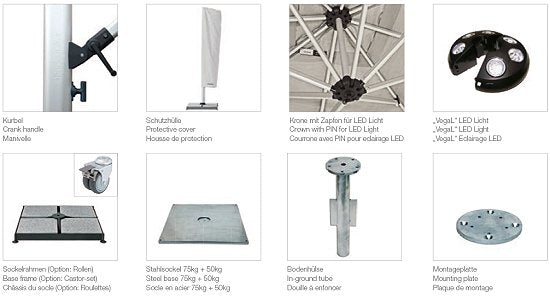 Shademaker Polaris 11'6 Square Crank Lift Offset Patio Umbrella (POL-35S)