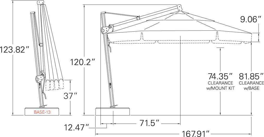 Treasure Garden 13' Octagon Cantilever Umbrella