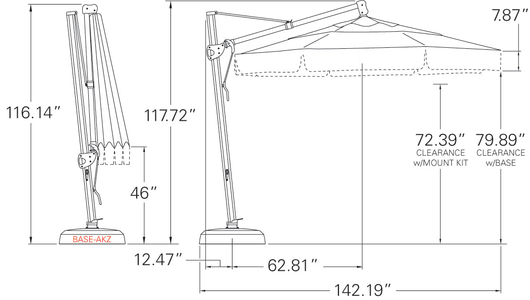 Treasure Garden 11' Octagon Cantilever Umbrella