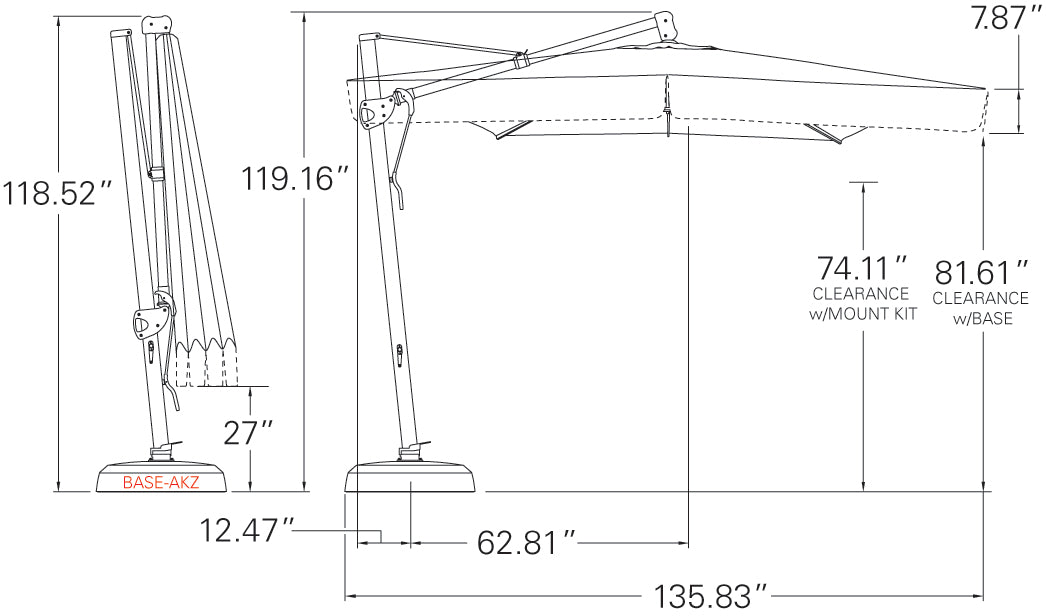 Treasure Garden 11.5' Square Cantilever Umbrella